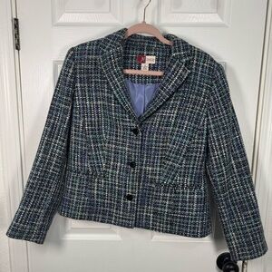 Blue, Purple, White and Black Tweed Jacket - JM Collection